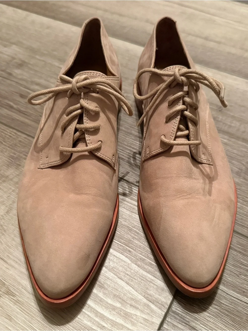 Women's Suede Lace-Up Flats in Light Beige - Frye Erica Oxfords Suede